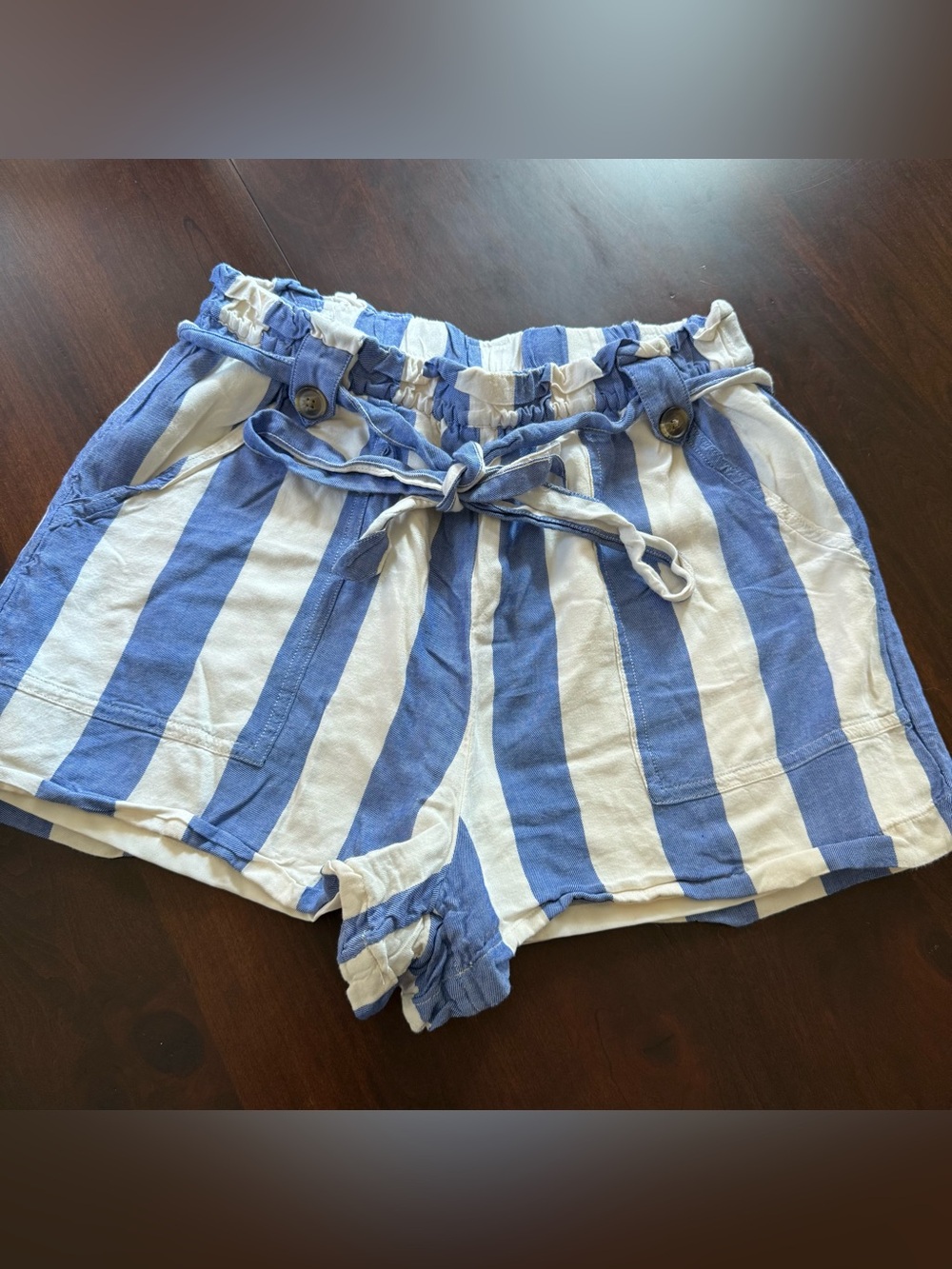 American Eagle Outfitters Blue & White Striped Shorts flowy